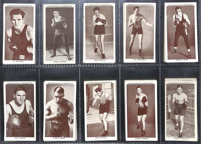 1938 Churchman's Boxing Personalities Complete Set of 50 w/ Joe Louis, Jack Johnson, Dempsey, Baer, Schmeling - JSA Auction Letter