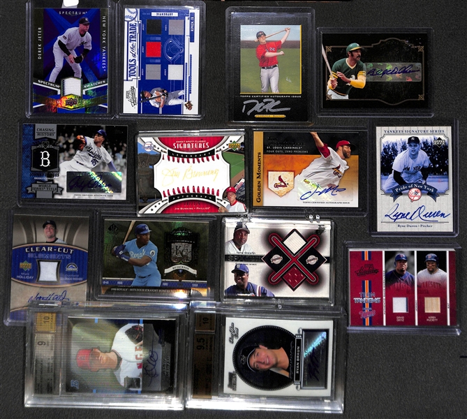 Lot of 13 Baseball Autograph & Relic Cards w. Jeter & Ripken