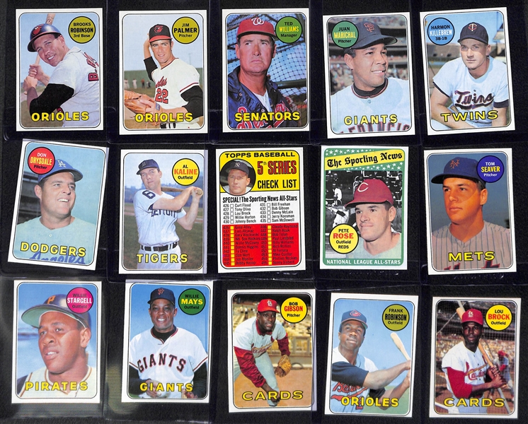 1969 Topps Baseball Card Set Missing 3 Cards Listed Above (Mantle, Bench, R. Jackson) - Mostly Pack-Fresh Cards Inc. Nolan Ryan #533 PSA 6