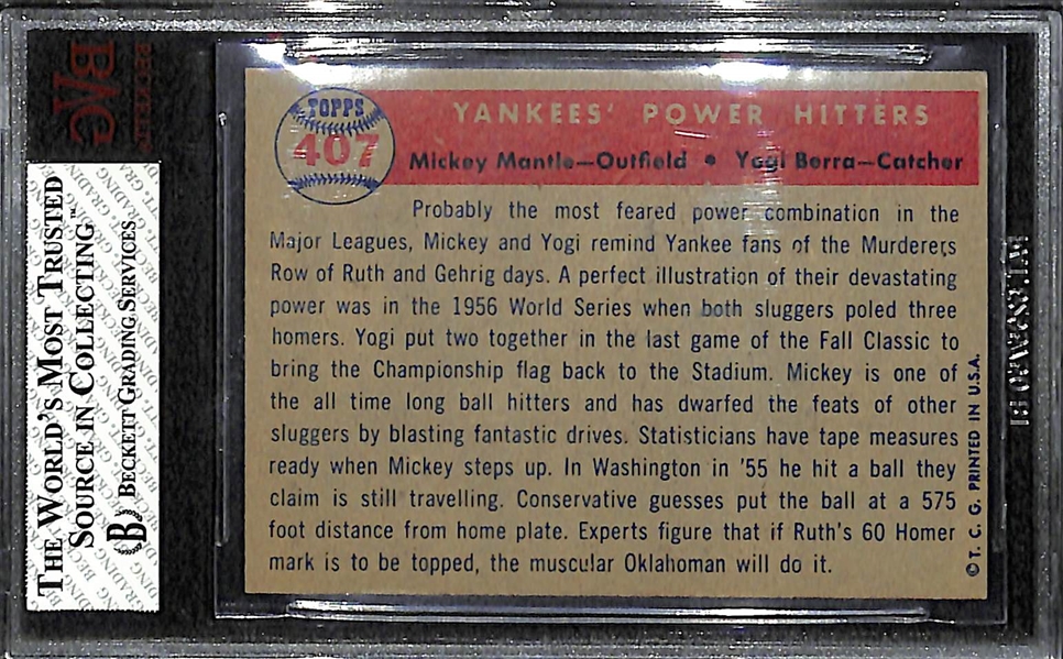 1957 Topps Yankees Power Hitters (Mantle/Berra) #407 Beckett BVG 6 (EX-Mint)
