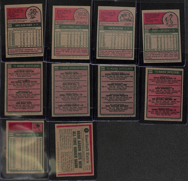 1975 Topps Baseball Card Set (Missing George Brett Rookie offered in above lot) - Many Pack-Fresh Cards