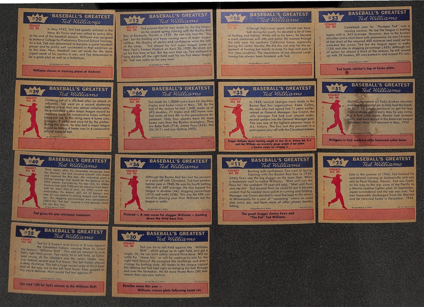 Lot of (14) 1959 Fleer Ted Williams Cards From the Fleer Ted Williams Set
