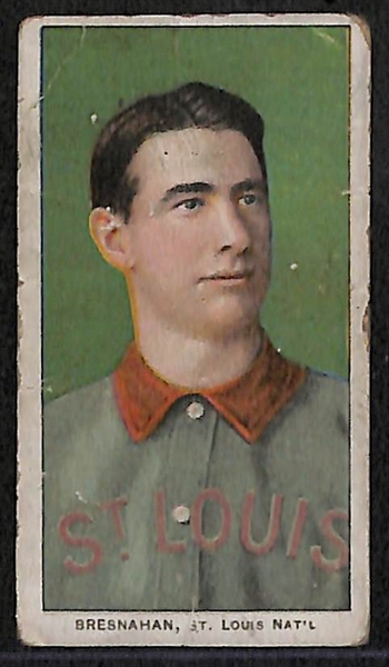 Lot of (3) 1909-11 T206 Cards w/ Bresnahan (HOF) Portrait Sweet Caporal Fac. 649 Overprint, Abstein, and Burchell