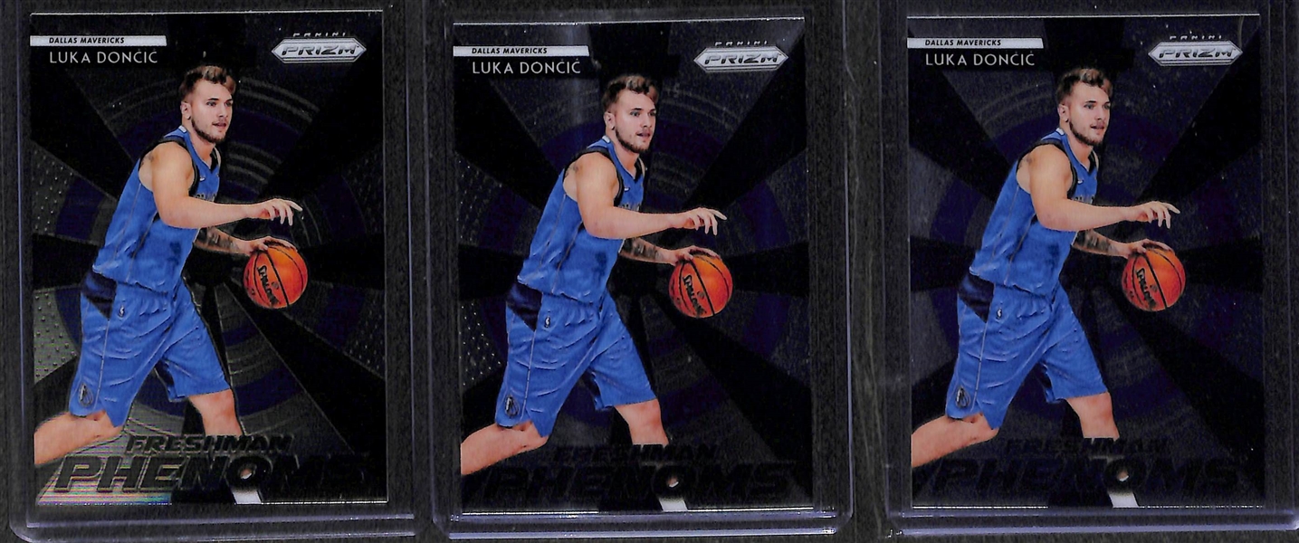 Lot of (9) Luka Doncic 2018-19 Rookie Cards (3 Prizm Emergent, 6 Prizm Phenoms)