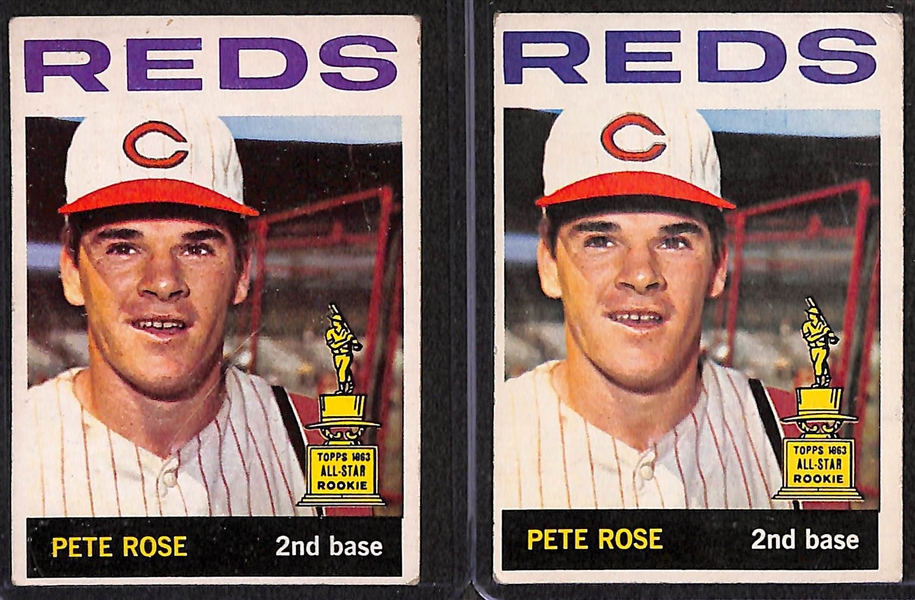 Lot of (5) 1964 Topps Baseball Cards w. Pete Rose x2