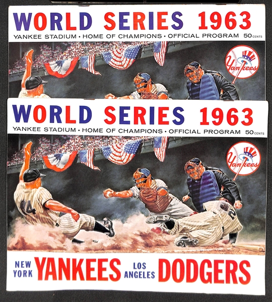 Lot of (2) 1963 World Series Programs - Yankees vs. LA Dodgers (Landscape Covers) - Both Unscored