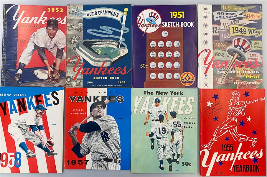 Lot of (14) 1950s New York Yankees Yearbooks, Programs, & Sketchbooks - 1950 thru 1959