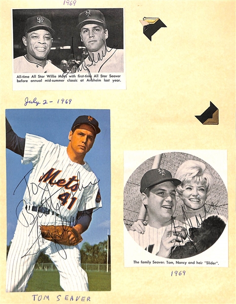 Lot of (5) 1969 New York Mets Autographs Including (4) Tom Seaver, (1) Art Shamsky - JSA Auction Letter