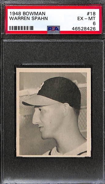 1948 Bowman Warren Spahn #18 Rookie Graded PSA 6