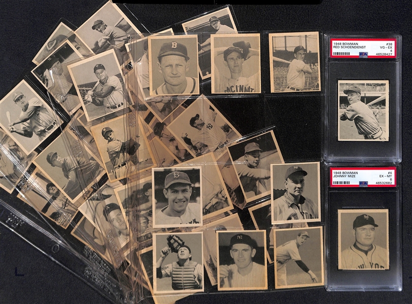1948 Bowman Baseball Set (Missing 6 Cards Above) Mostly Moderate to High Grade - Inc. Johnny Mize PSA 6 and Red Schoendienst RC PSA 4