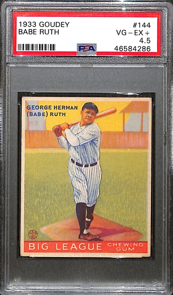 1933 Goudey Babe Ruth Card (#144) Graded PSA 4.5
