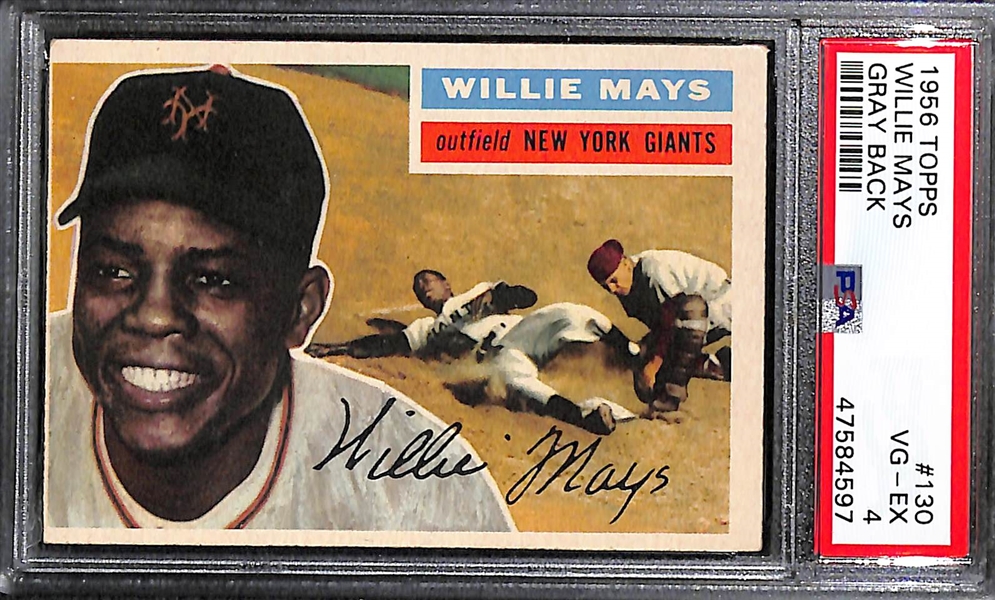 1956 Topps Willie Mays #130 Gray Back Graded PSA 4