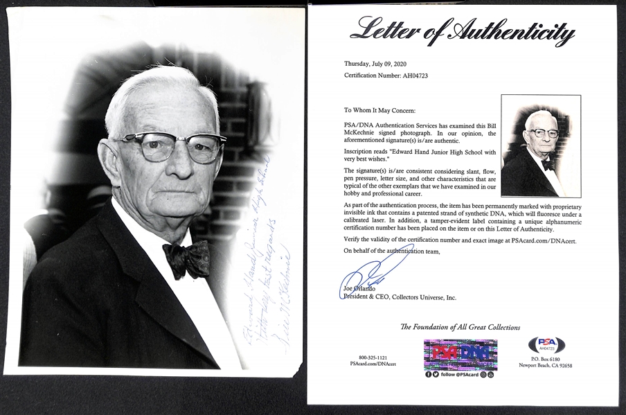RARE HOFer Bill McKechnie (d. 1965) Signed 8x10 Photo - PSA/DNA Letter of Authenticity