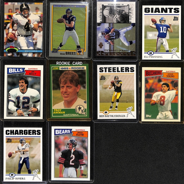 Lot of (16) Football QB Rookies - Favre, Brees, Rodgers, P. Manning, E. Manning, Kelly, Aikman, Roethlisberger, Young, Rivers, Flutie