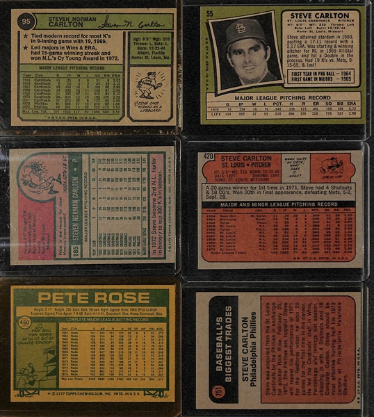 30 Card Mike Schmidt, Steve Carlton & Pete Rose Lot w. 1974 Schmidt, 1970 Kellogg's Rose, 1967 &1968 Topps Carlton