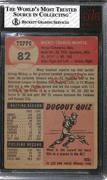 1953 Topps Mickey Mantle #82 Graded BVG 3.5