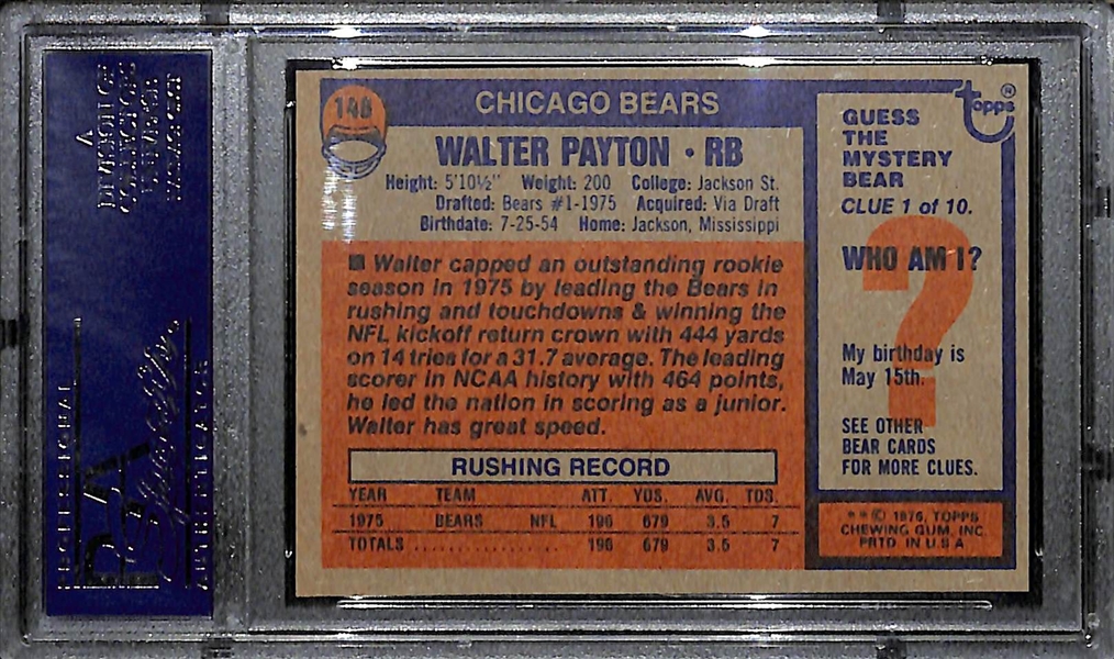Pack Fresh 1976 Topps Walter Payton #148 Rookie Card Graded PSA 8 w. Amazing Eye Appeal