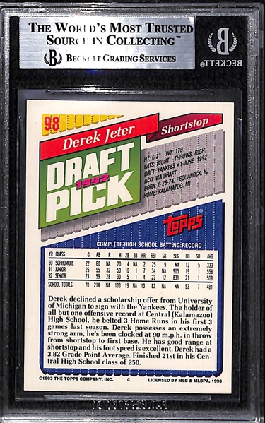 1993 Topps Gold Derek Jeter #98 Rookie Card Graded BGS 8.5 NM-MT+