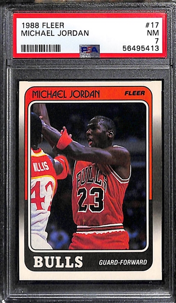 1988-89 Fleer Michael Jordan #17 3rd Year Card Graded PSA 7 and #120 All-Star Graded PSA 4