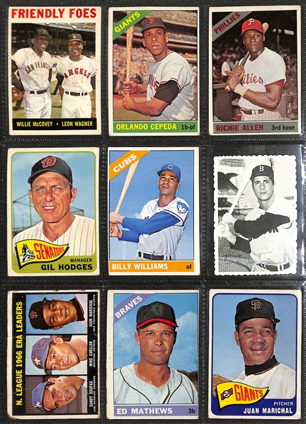 Lot of (370+) Assorted 1960's Topps Baseball Cards w. 1966 Billy Williams