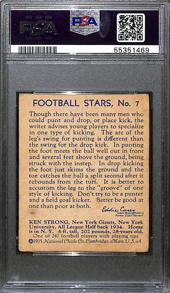 1935 National Chicle Ken Strong #7 Graded PSA 2