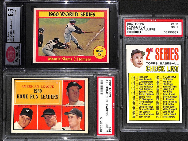 Lot of (3) 1960s Mickey Mantle High Grade Cards