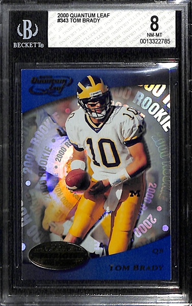 Lot of (2) 2000 Quantum Leaf Tom Brady #343 Rookie Cards - Graded BGS 8 and BGS 7.5