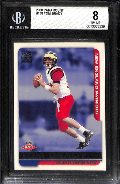 Lot of (2) 2000 Pacific Paramont Tom Brady #138 Rookie Cards - Graded BGS 8.5 and BGS 8
