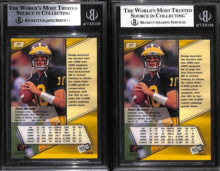 Lot of (2) 2000 Press Pass Tom Brady #37 Rookie Cards - Graded BGS 8.5 and BGS 7.5