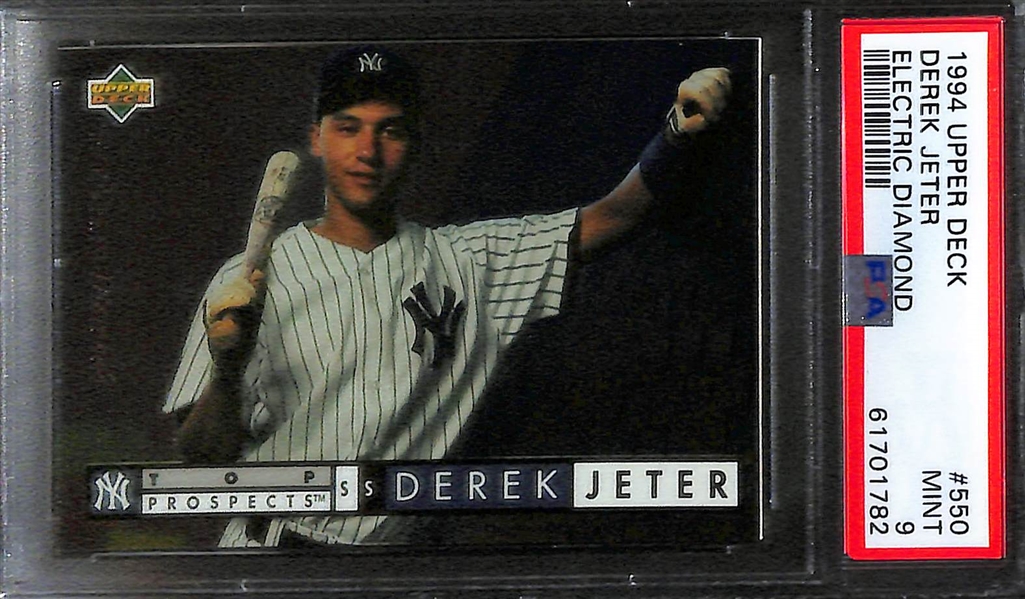 Lot of (4) Derek Jeter Graded Cards w. 1993 Stadium Club Murphy PSA 8, 1993 Score PSA 9, and 1993 Upper Deck PSA 9