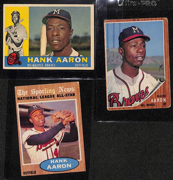  Lot of (12) 1955-1968 Topps Hank Aaron Cards