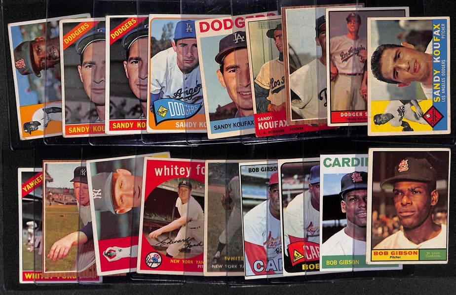  Lot of (18) 1957-1967 Topps Cards of Koufax/Gibson/Ford