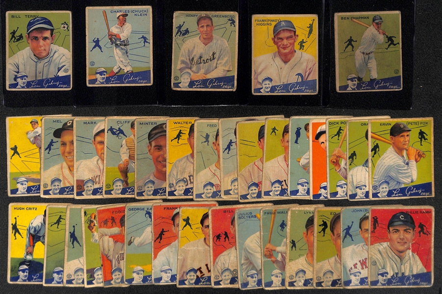  Lot of (35) 1934 Goudey Baseball Cards w. Bill Terry