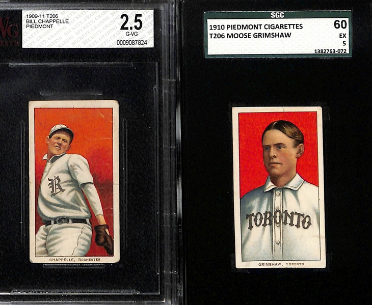 Lot of (6) 1909-11 T206 BGS & SGC Graded Baseball Cards w. Doc White SGC 2