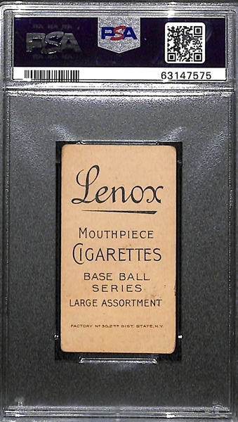 RARE BACK - 1909-11 T206 (Lenox Black Back) Bill Bergen (Catching - Brooklyn Dodgers) Graded PSA 2
