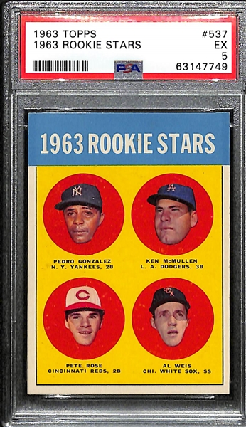 1963 Topps Pete Rose #537 Rookie Stars Card Graded PSA 5