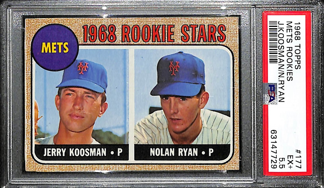 1968 Topps Nolan Ryan Rookie Card #177 Mets Rookies Graded PSA 5.5