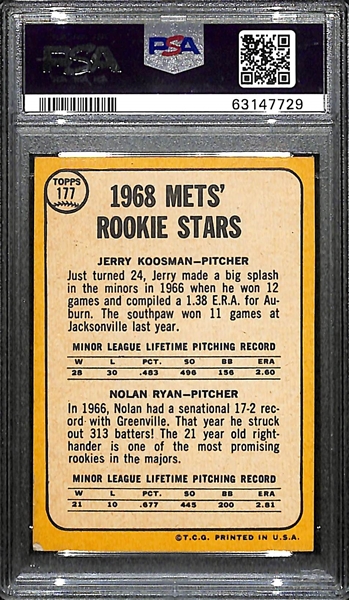 1968 Topps Nolan Ryan Rookie Card #177 Mets Rookies Graded PSA 5.5