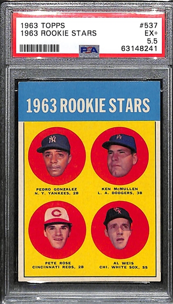 1963 Topps Pete Rose Rookie Stars Card #537 Graded PSA 5.5