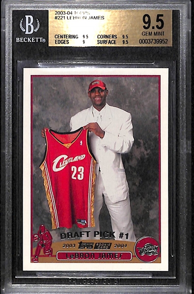 2003-04 Topps LeBron James Rookie Card #221 Graded BGS 9.5 Gem Mint