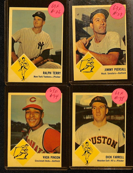 Lot of (25+) 1963 Fleer Baseball w. Roberto Clemente, (2) Bob Gibson, Carl Yastrzemski and Others