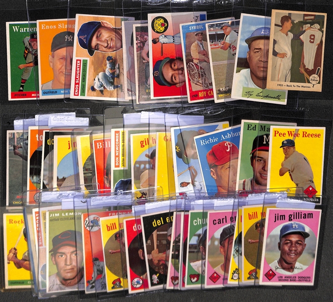 Huge Lot of (39) 1950s Baseball Stars and Hall of Famers feat. Ted Williams, Campanella, Kaline, Mathews and Others