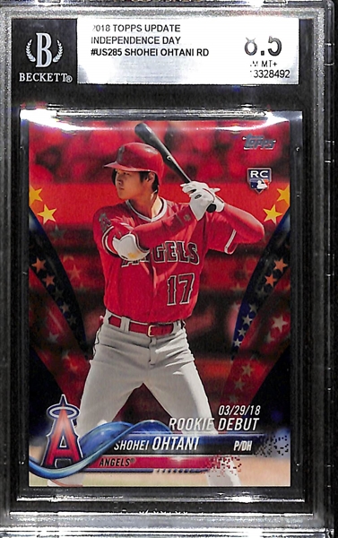 2018 Topps Update Independence Day Shohei Ohtani Rookie Card #d /76 Graded BGS 8.5