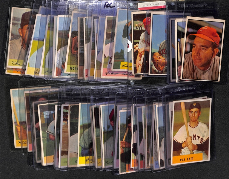 Lot of (55+) 1953 and 1954 Bowman featuring Whitey Ford and Richie Ashburn