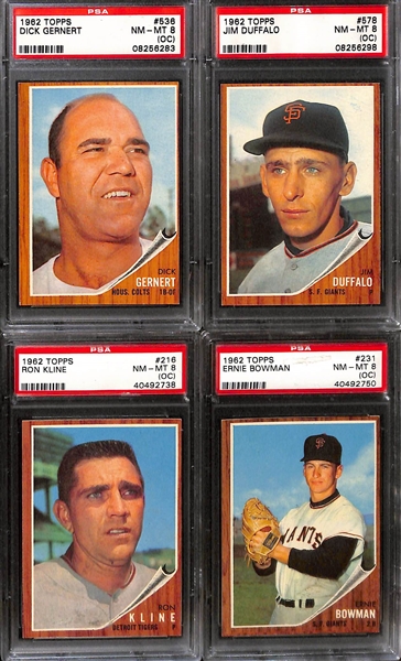 Lot of (15) 1962 Topps Baseball All PSA Graded w. Roger Maris