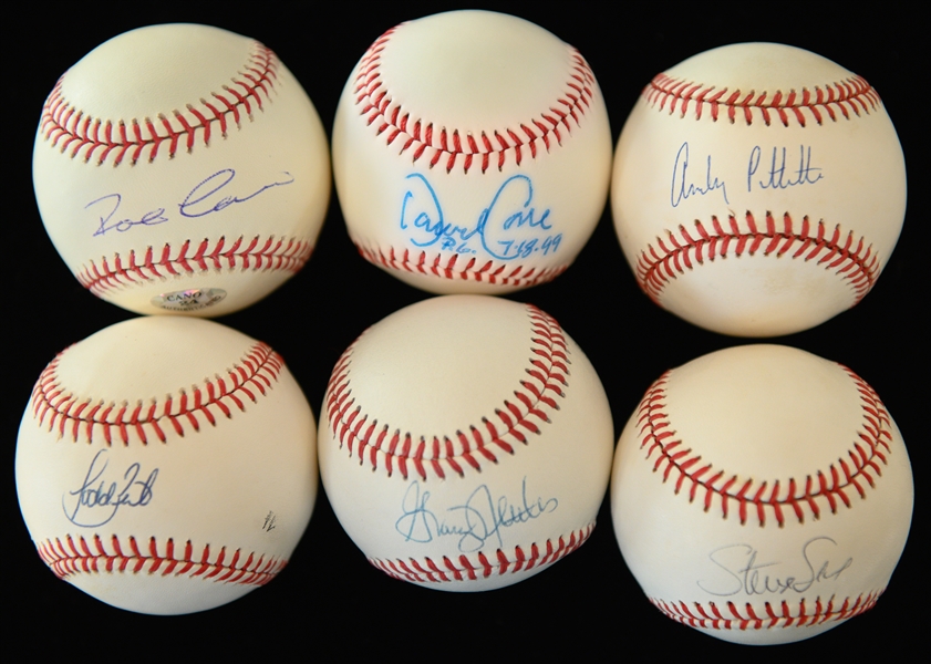 Lot of (6) Signed Baseballs - Robinson Cano, Andy Pettitte, David Cone, Greg Nettles, Todd Zeile, Steve Sax (JSA Auction LOA)