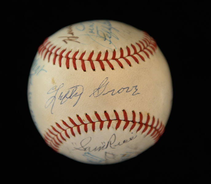 Official AL Joe Cronin Signed Baseball (18 Signatures) - Mostly HOFers - w. Joe DiMaggio, Pie Traynor, Max Carey, Grove, Ruffing, Schalk, Wheat, Stengel, Manush, Gomez, Cronin, + - Full JSA LOA