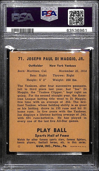 1941 Play Ball Joe DiMaggio #71 Graded PSA 3(MK)