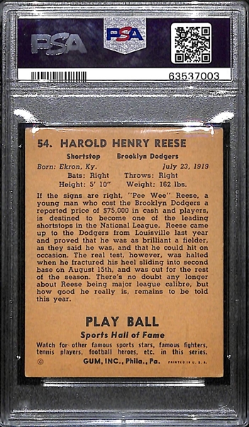 1941 Play Ball Pee Wee Reese  #54 Rookie Card Graded PSA 4