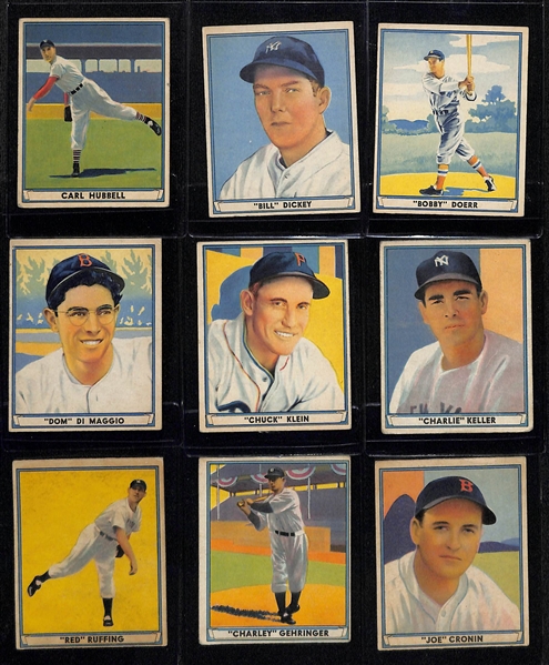 1941 Play Ball Near Complete Set (69 of 72 Cards - Missing 3 Cards Lotted Above) w. 4 PSA Graded Cards (Foxx PSA 3, Greenberg PSA 3, Gomez PSA 2, Ott PSA 1.5)